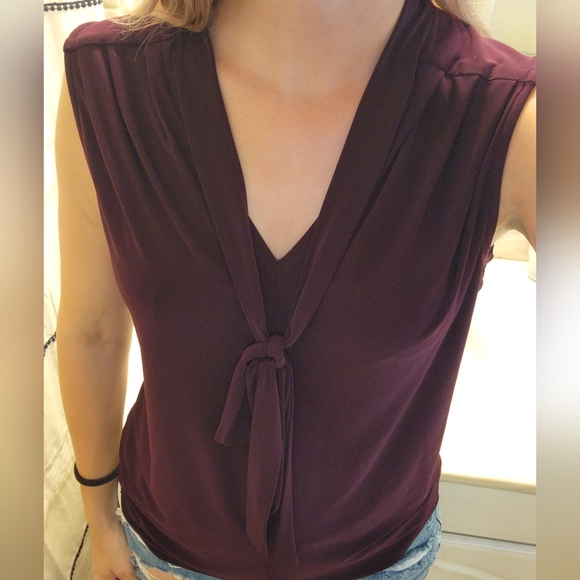 Tommy Hilfiger Blouse Bow Tie Neck Top Sleeveless purple Woman’s Size M - Picture 5 of 7